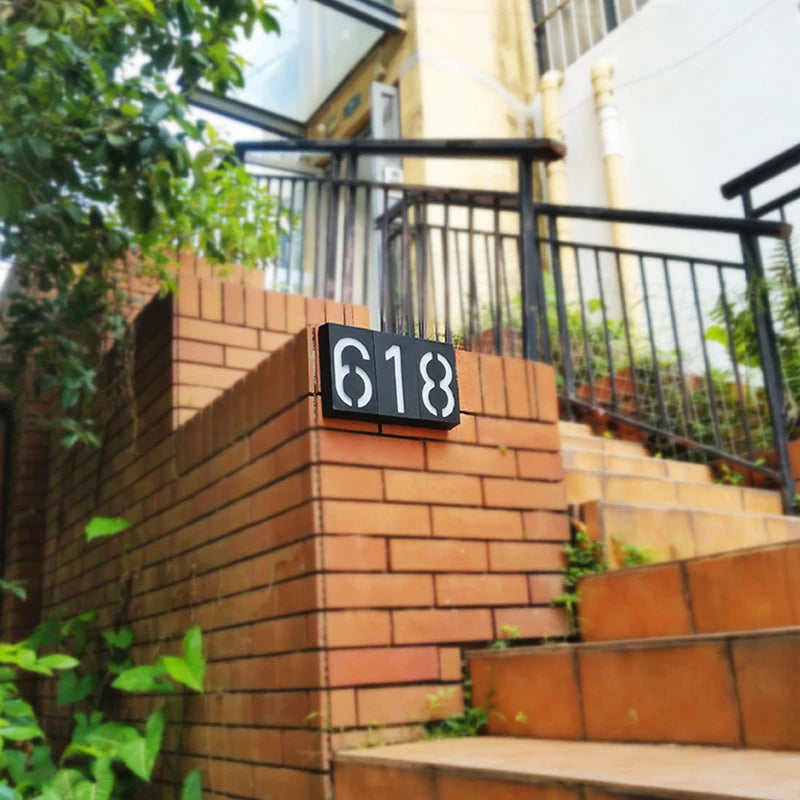 Solar Address Number Plate Sign Lamp Solar Powered House Number Doorplate Lamps 6 LED Lights Hotel Door Digital Solar Light