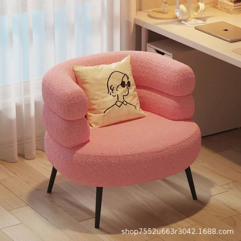 Internet celebrity backrest sofa lamb wool lazy sofa chair living room bedroom cloakroom casual makeup chair dresser chair