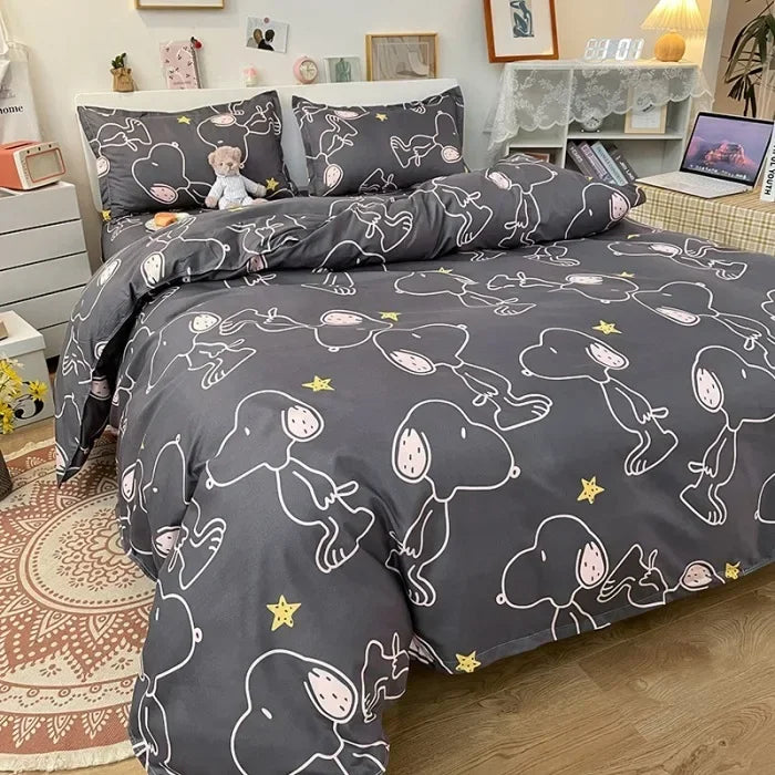 Cartoon Snoopy Set quilt cover sheet pillowcase 4PCS