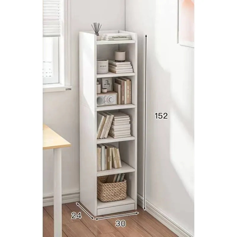 Small bookshelf between cracks, simple household storage shelf, floor-to-ceiling bedroom locker shelf, narrow bookcase