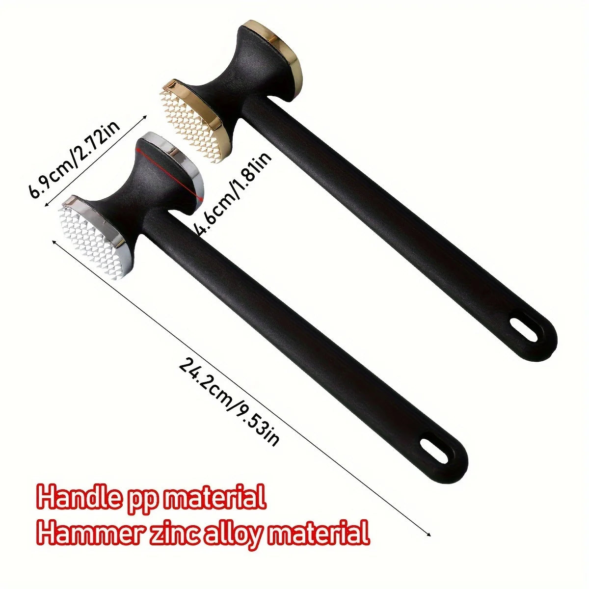 Heavy Duty Kitchen Meat Tenderizer Hammer with Rubber Grip, Stainless Steel Head for Effortless Pounding and Tenderizing
