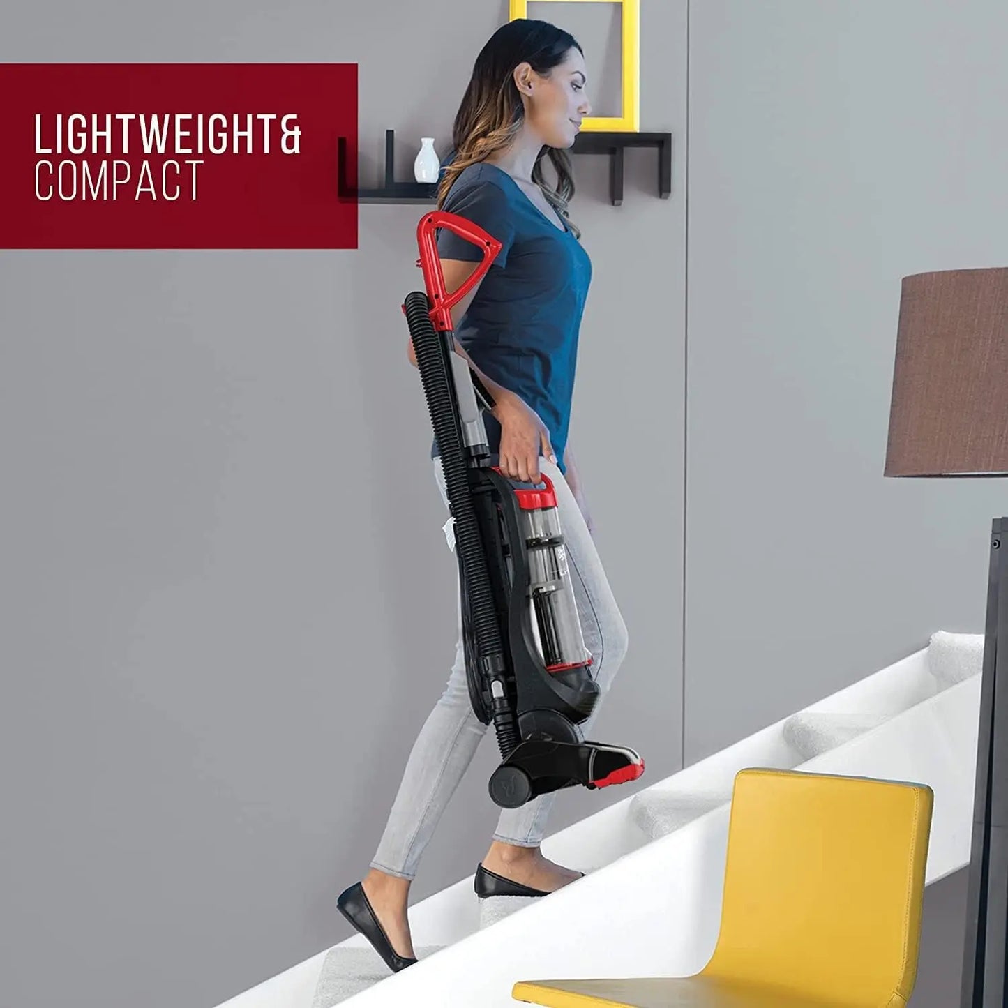 Lightweight Upright Bagless Vacuum Cleaner for Carpet and Hard Floor, Powerful Corded Home Use