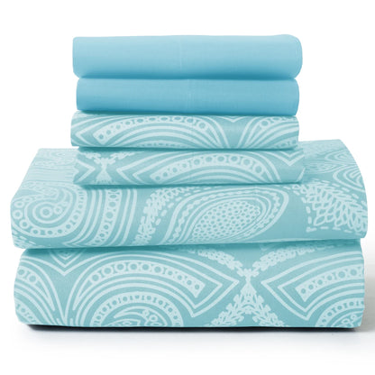 LUX Décor Paisley Sheet Set – 6 Piece Ultra-Soft Microfiber Bed Sheets