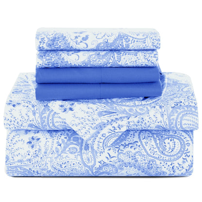 LUX Décor Paisley Sheet Set – 6 Piece Ultra-Soft Microfiber Bed Sheets