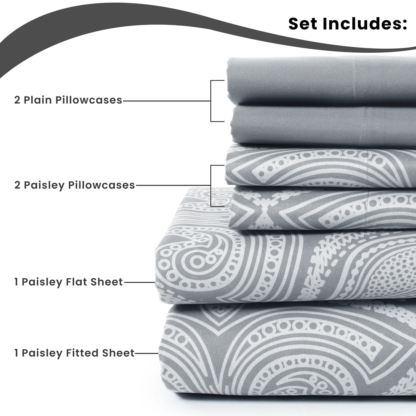 LUX Décor Paisley Sheet Set – 6 Piece Ultra-Soft Microfiber Bed Sheets