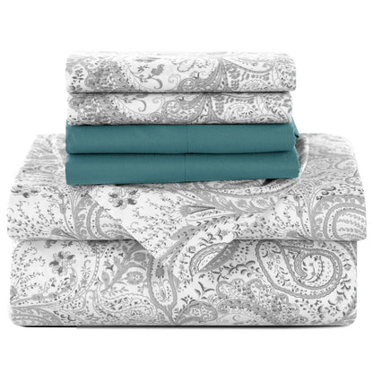 LUX Décor Paisley Sheet Set – 6 Piece Ultra-Soft Microfiber Bed Sheets