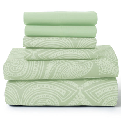 LUX Décor Paisley Sheet Set – 6 Piece Ultra-Soft Microfiber Bed Sheets