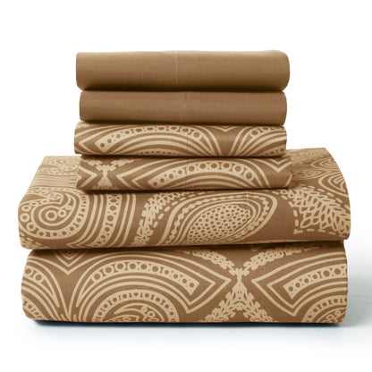LUX Décor Paisley Sheet Set – 6 Piece Ultra-Soft Microfiber Bed Sheets