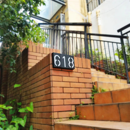 Solar Address Number Plate Sign Lamp Solar Powered House Number Doorplate Lamps 6 LED Lights Hotel Door Digital Solar Light