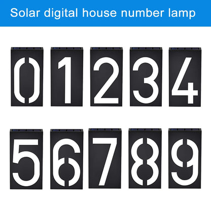 Solar Address Number Plate Sign Lamp Solar Powered House Number Doorplate Lamps 6 LED Lights Hotel Door Digital Solar Light