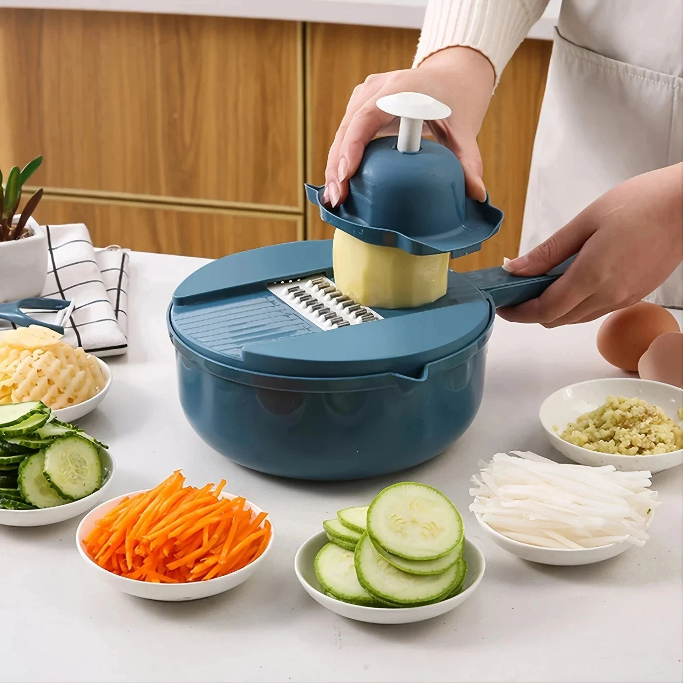 9 in 1 Vegetable Cutter Potatoes Manually Cut Shred Slicer Grater