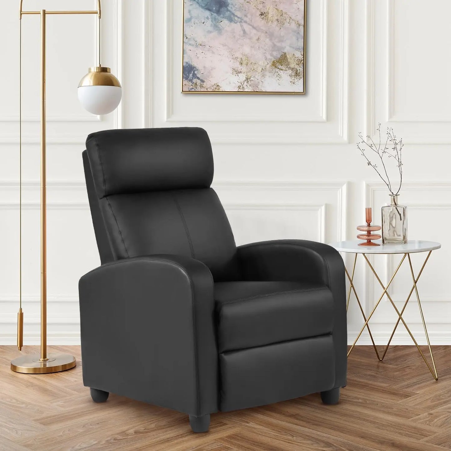 Massage Recliner Sofa with Lumbar Support and Adjustable Backrest