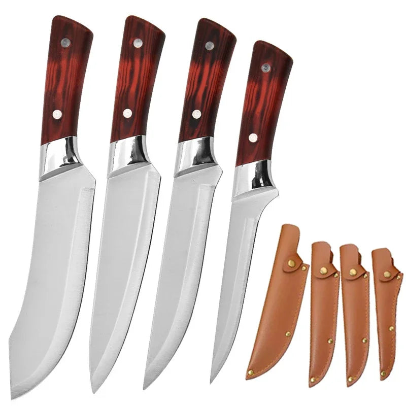1-4pcs Kitchen Knives Forged Boning Knife Stainless Steel Chef's Knife for Cooking Fruit Knife BBQ Meat Cleaver Butcher Knives