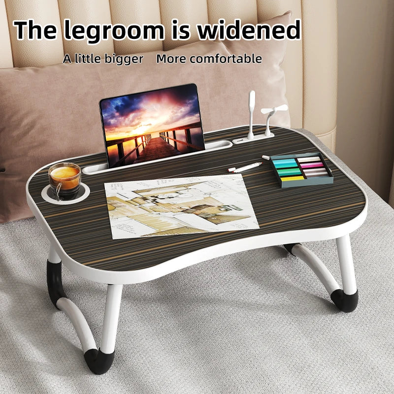 laptop , bedside breakfast table with cup holder and side draw