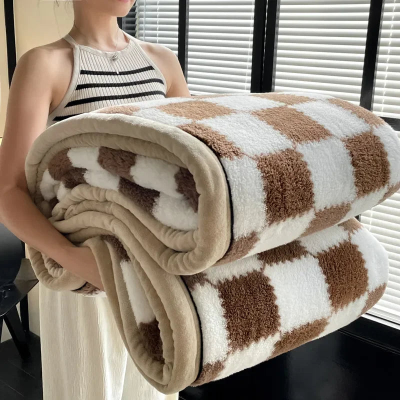 Plaid Coral Fleece blanket