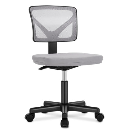 Lumbar Support Armless Low Back with Wheels Adjustable Height 360° Rolling Swivel Computer Chair