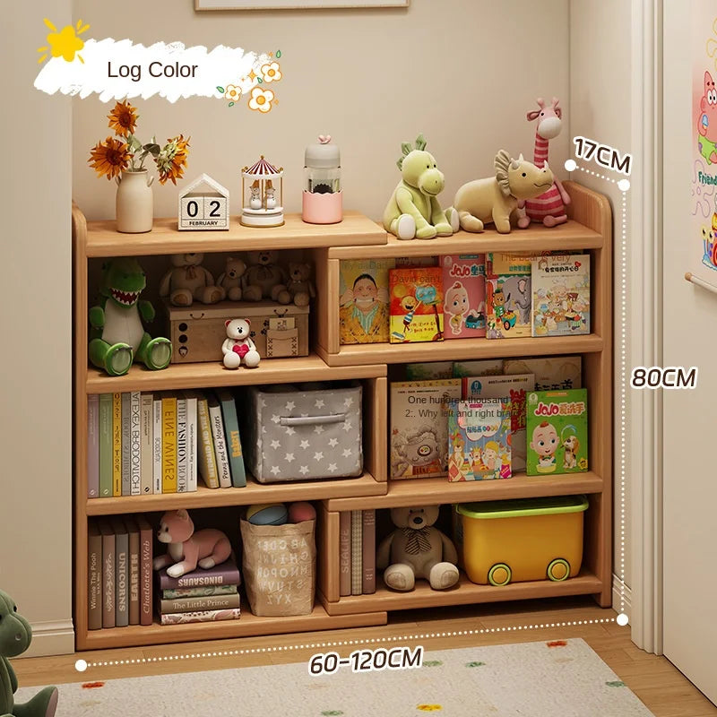 Solid wood corner bookshelf, storage rack, floor-standing storage cabinet, home bookcase, wall corner extendable cabinet