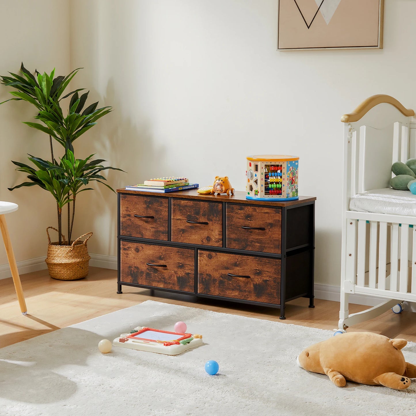 Living Room Display Cabinet Layers With 5 Fabric Drawers