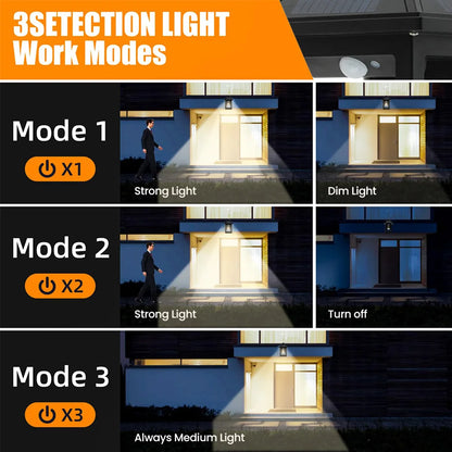 2pcs Solar Powered Wall Lanterns with 3 Modes Dusk to Dawn Motion Sensor