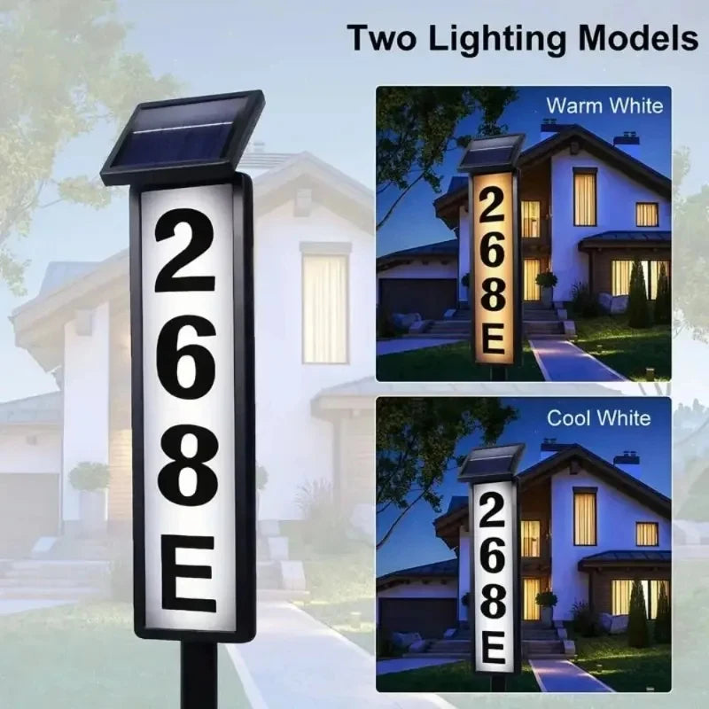 1PC Solar-Powered Dual-Light LED Address Sign with Stake Outdoor Illuminated House Number Letter Light for For Houses and Home
