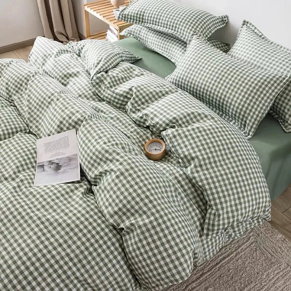 Pink Duvet Cover Set Classic Plaid