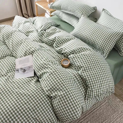 Pink Duvet Cover Set Classic Plaid