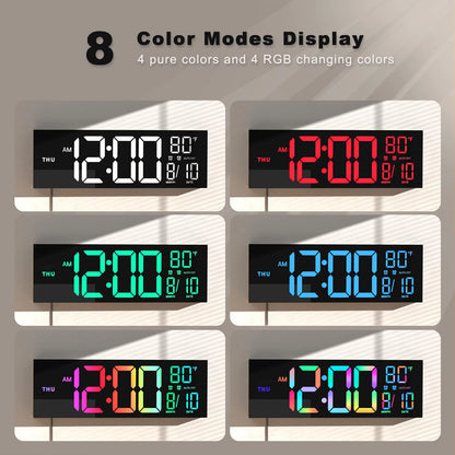 16" Large Digital Wall Clock, Big LED Display with Remote,