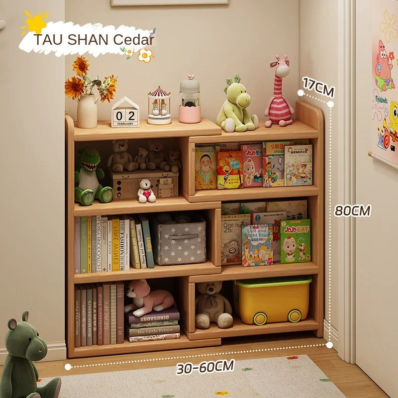 Solid wood corner bookshelf, storage rack, floor-standing storage cabinet, home bookcase, wall corner extendable cabinet