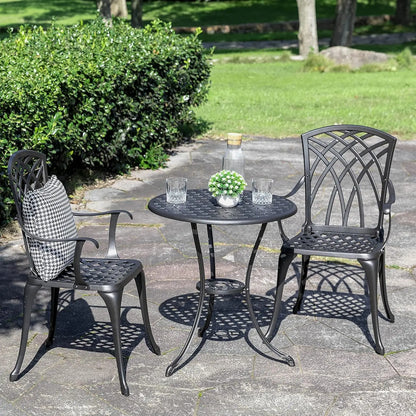 Bistro Set 3 Piece Outdoor All Weather Cast Aluminum Patio Bistro Set Patio Table and Chairs Set of 2 with Umbrella, Customized