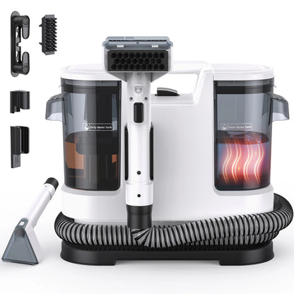 Lubluelu V8 Multi-Purpose Portable Carpet & Upholstery Spot Cleaner Machine, 15KPa Suction, Hot Steam Upgrade, with Heating Function to 60 Degrees, 800W, Dual Water Tank&6m Working Radius, for Rugs, Pets, Car Seats, Sofa and