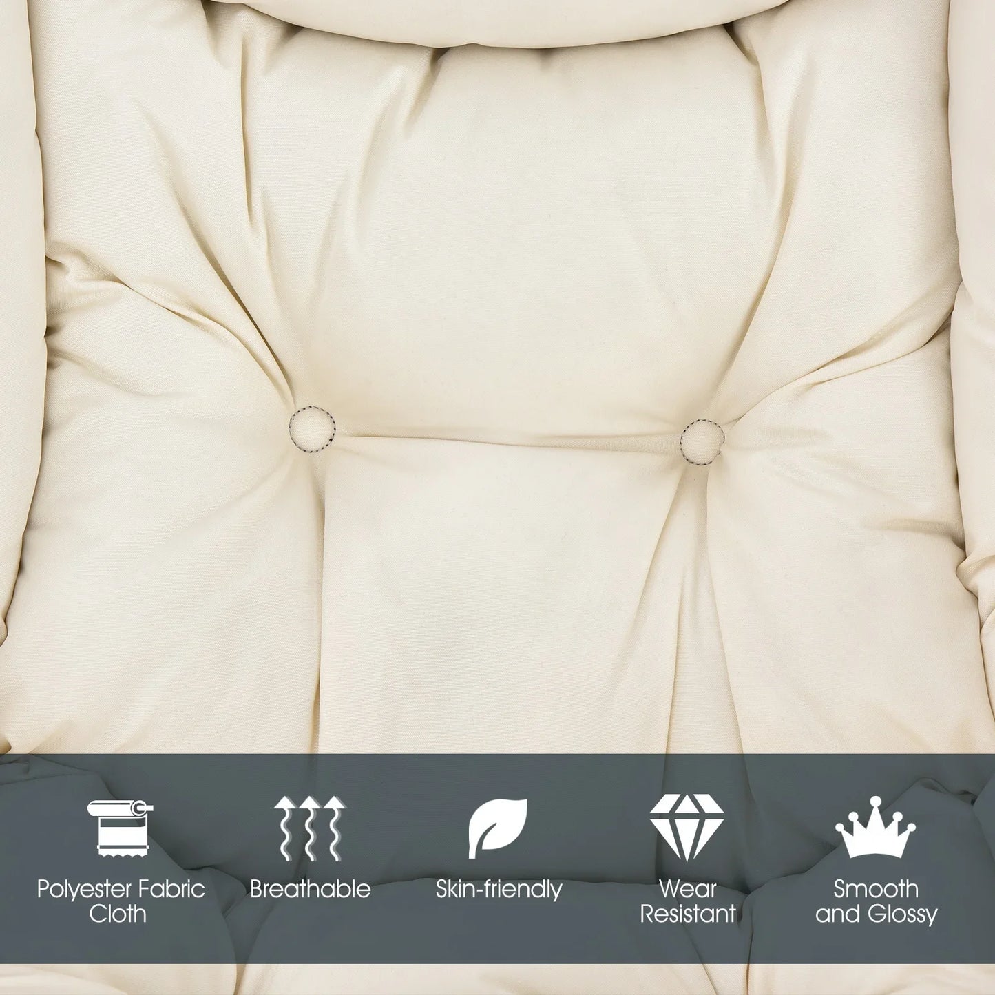 Costway Modern Polyester Fabric Lazy Chair Single Sofa Chair W Side Pocket Beige