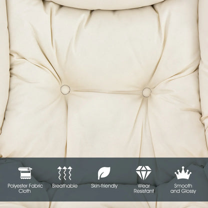 Costway Modern Polyester Fabric Lazy Chair Single Sofa Chair W Side Pocket Beige