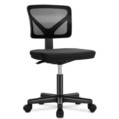 Lumbar Support Armless Low Back with Wheels Adjustable Height 360° Rolling Swivel Computer Chair