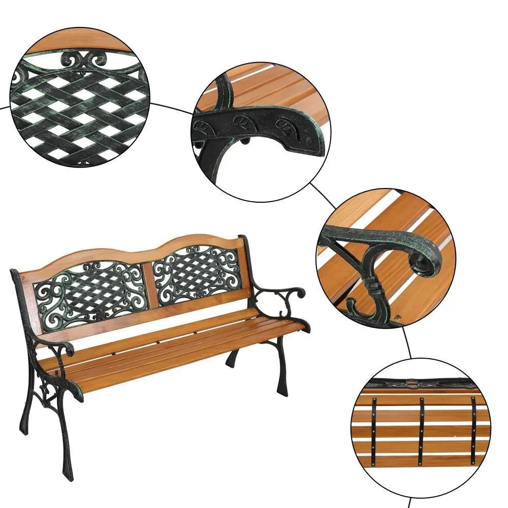 50" Patio Porch Garden Bench Cast Iron Outdoor Chair Love Seat for School Park