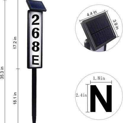 1PC Solar-Powered Dual-Light LED Address Sign with Stake Outdoor Illuminated House Number Letter Light for For Houses and Home