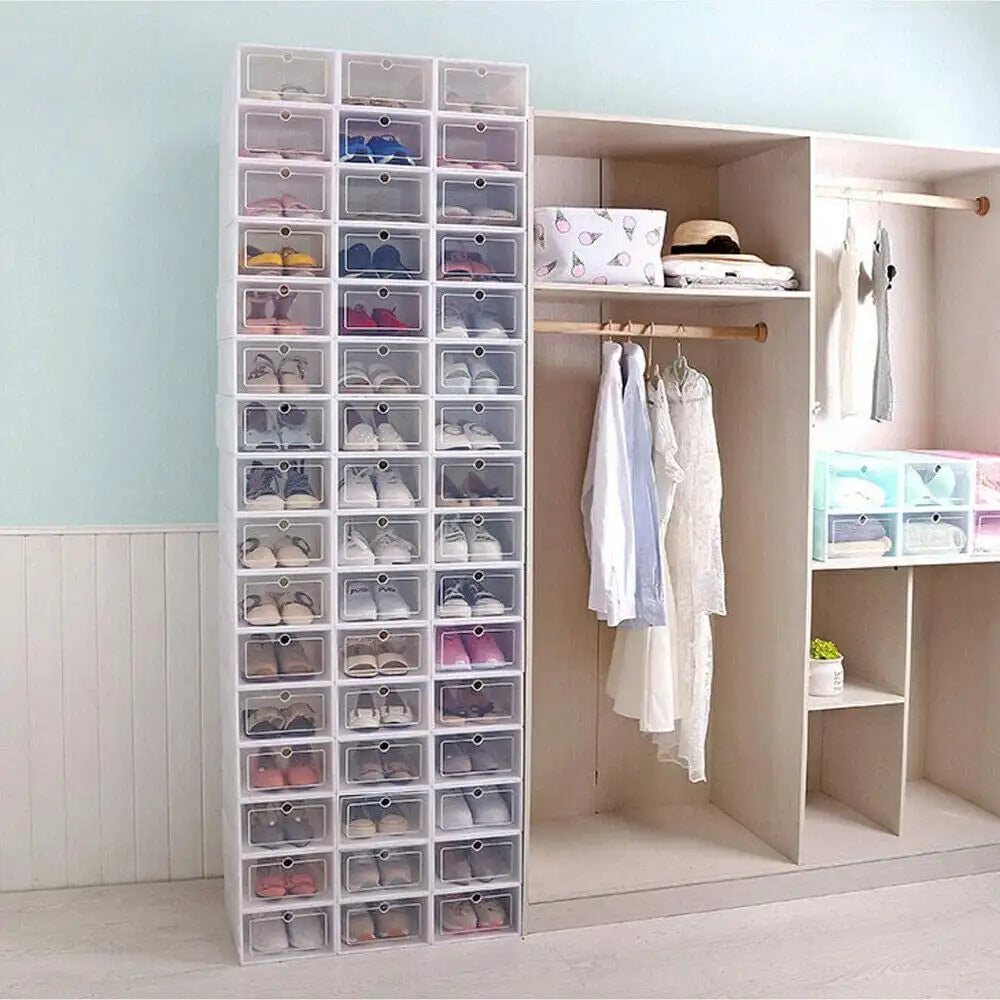20PCS/24PCS Foldable Flip Shoe Boxes Set Shoe Rack Stackable Storage Container