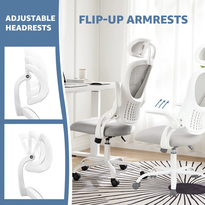 Computer Desk Chair Flip-up Arms Adjustable Headrests Comfortable Lumbar Support