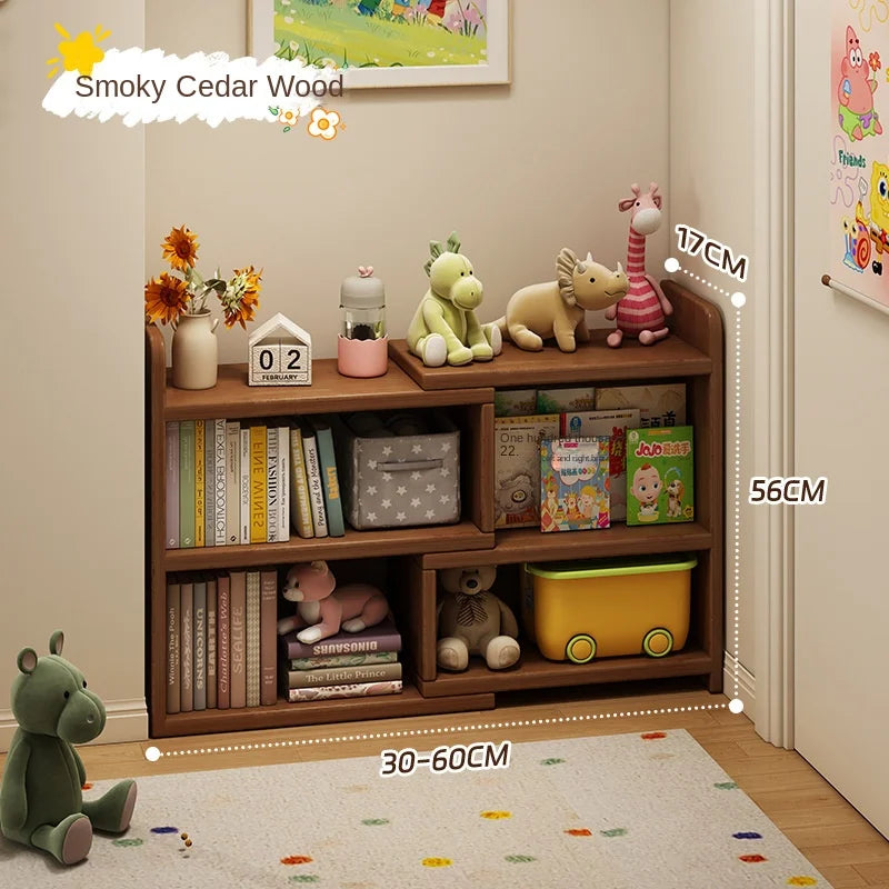 Solid wood corner bookshelf, storage rack, floor-standing storage cabinet, home bookcase, wall corner extendable cabinet