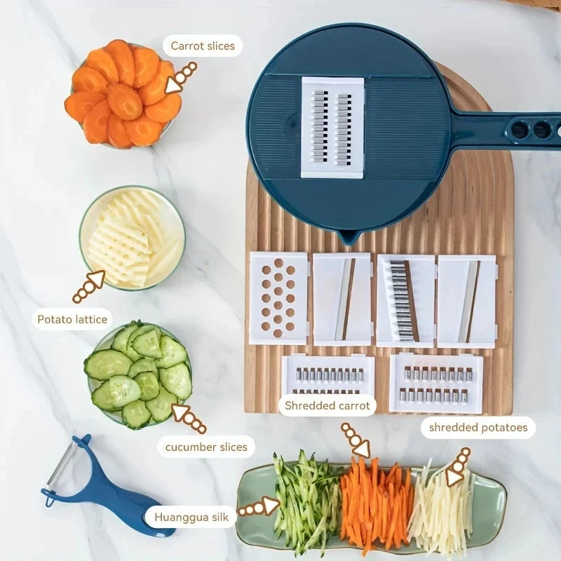 9 in 1 Vegetable Cutter Potatoes Manually Cut Shred Slicer Grater