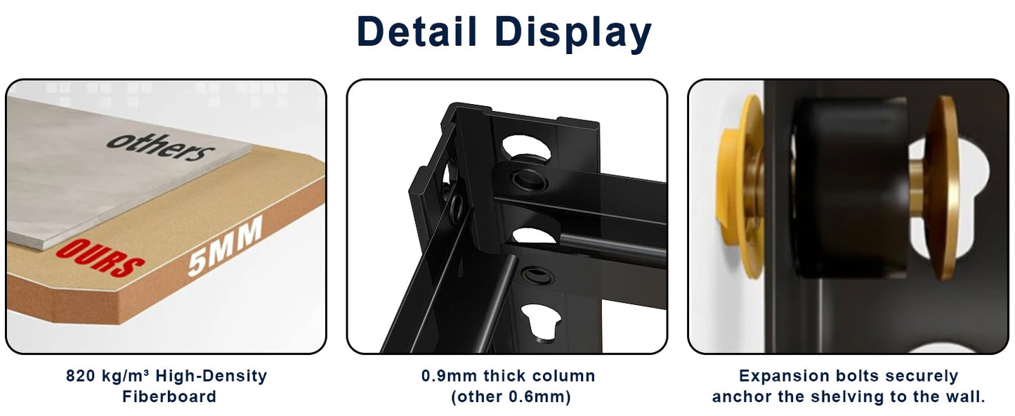 Heavy Duty Shelf, 28''×12''×60'' Metal Shelving Rack, 2400 lbs Basement Storage Shelves, Standing Shelves, Garage Racks