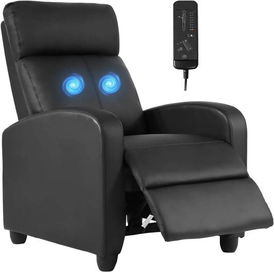 Massage Recliner Sofa with Lumbar Support and Adjustable Backrest