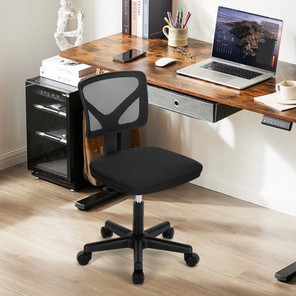 Lumbar Support Armless Low Back with Wheels Adjustable Height 360° Rolling Swivel Computer Chair