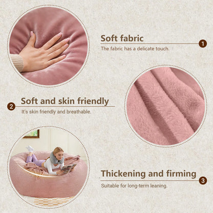 120CM×120CM×60CM, adult beanbag chair with padded beanbag inside, memory foam chair, soft flannel washable cover, ideal reading seat for bedrooms and dorms.