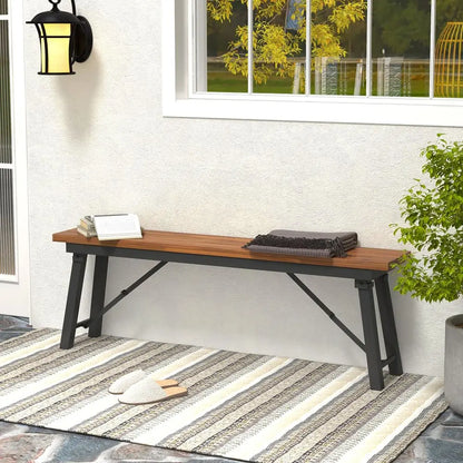 Outdoor Folding Bench Set of 2, 55 23 Person Acacia Wood Backless Patio Dining Bench, No Assembly Weatherproof Picnic Bench, Co