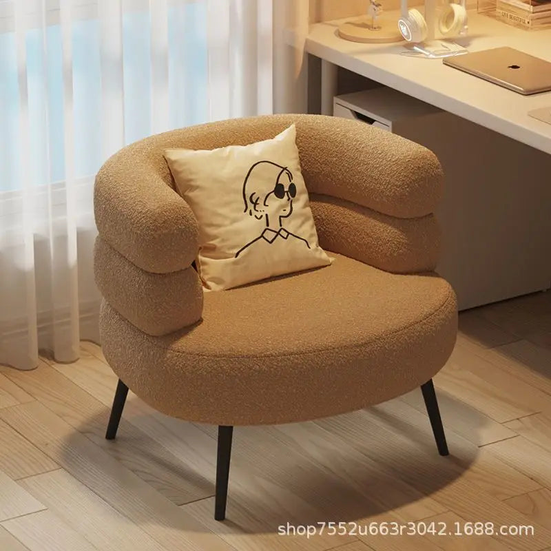 Internet celebrity backrest sofa lamb wool lazy sofa chair living room bedroom cloakroom casual makeup chair dresser chair