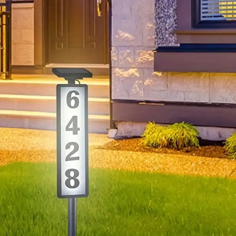 1PC Solar-Powered Dual-Light LED Address Sign with Stake Outdoor Illuminated House Number Letter Light for For Houses and Home