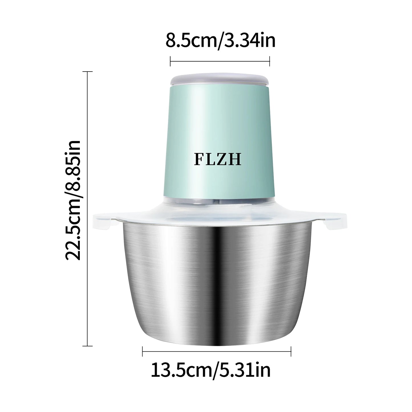 Food Chopper, Food Processor Mini Electric, 2L 148W, Stainless Steel Mincer for Kitchen, Vegetable, Onion, Garlic, Salad, Baby F