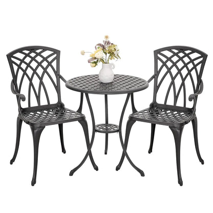 Bistro Set 3 Piece Outdoor All Weather Cast Aluminum Patio Bistro Set Patio Table and Chairs Set of 2 with Umbrella, Customized