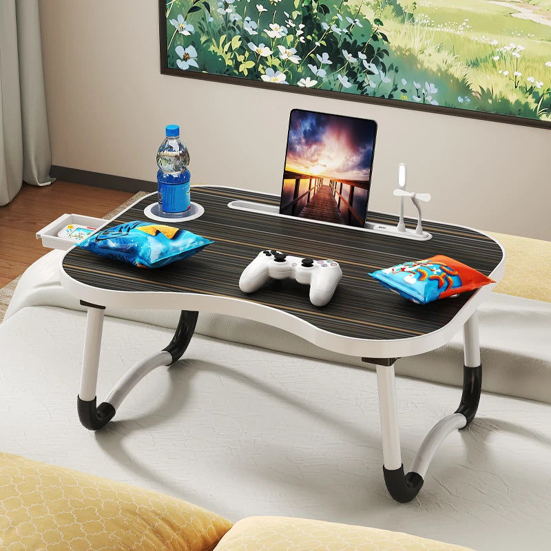 laptop , bedside breakfast table with cup holder and side draw