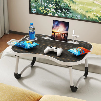 laptop , bedside breakfast table with cup holder and side draw